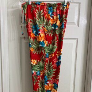 White Stag Petite Women's Hawaiian Print Pants, Size Petite Medium
